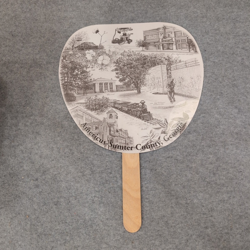 Americus-Sumter County Georgia Tourism Handheld Paper Fan Souvenir Map - Picture 1 of 4